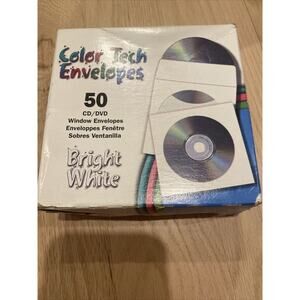 Color Tech Envelopes 50 CD/DVD Window Envelopes Bright White NIP